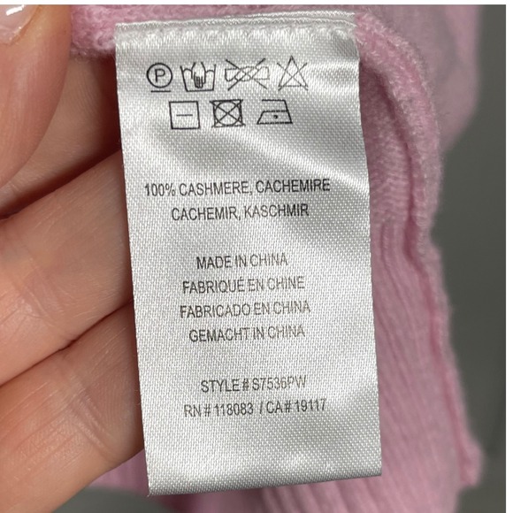 Minnie‎ Rose Light Pink 100% Cashmere Collared V Neck Tight Knit Sweater Size 2X - Picture 13 of 16